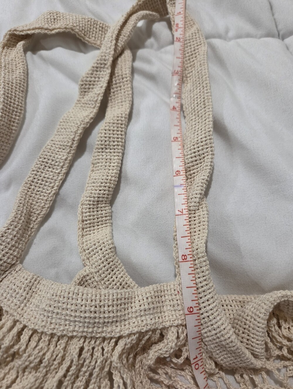 NWOT Cream Woven Cotton Mesh Net French Market String Tote - Picture 6 of 6
